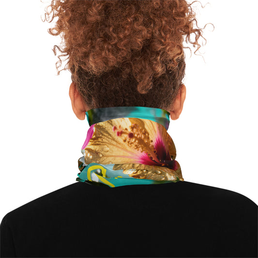 Hibiscus Floral Neck Gaiter — Tropical Flower Face Scarf