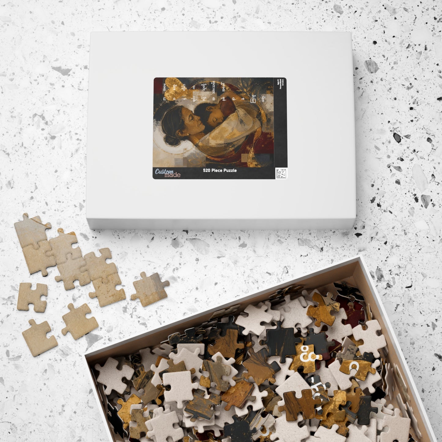 Mother and Child Art Puzzle — 520/1014-Piece Fine Art Jigsaw with Burmese Script