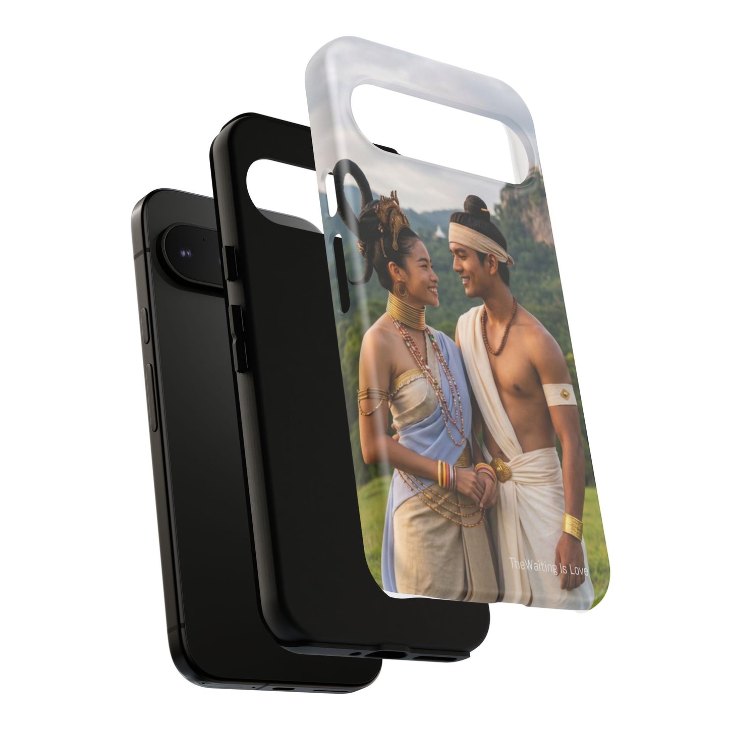 Phone Case — Romantic Couple Photo Print, Tropical Temple Landscape Protective Cover