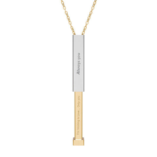 Hidden Message Sliding Bar Necklace — Personalized Engraved Secret Message Pendant