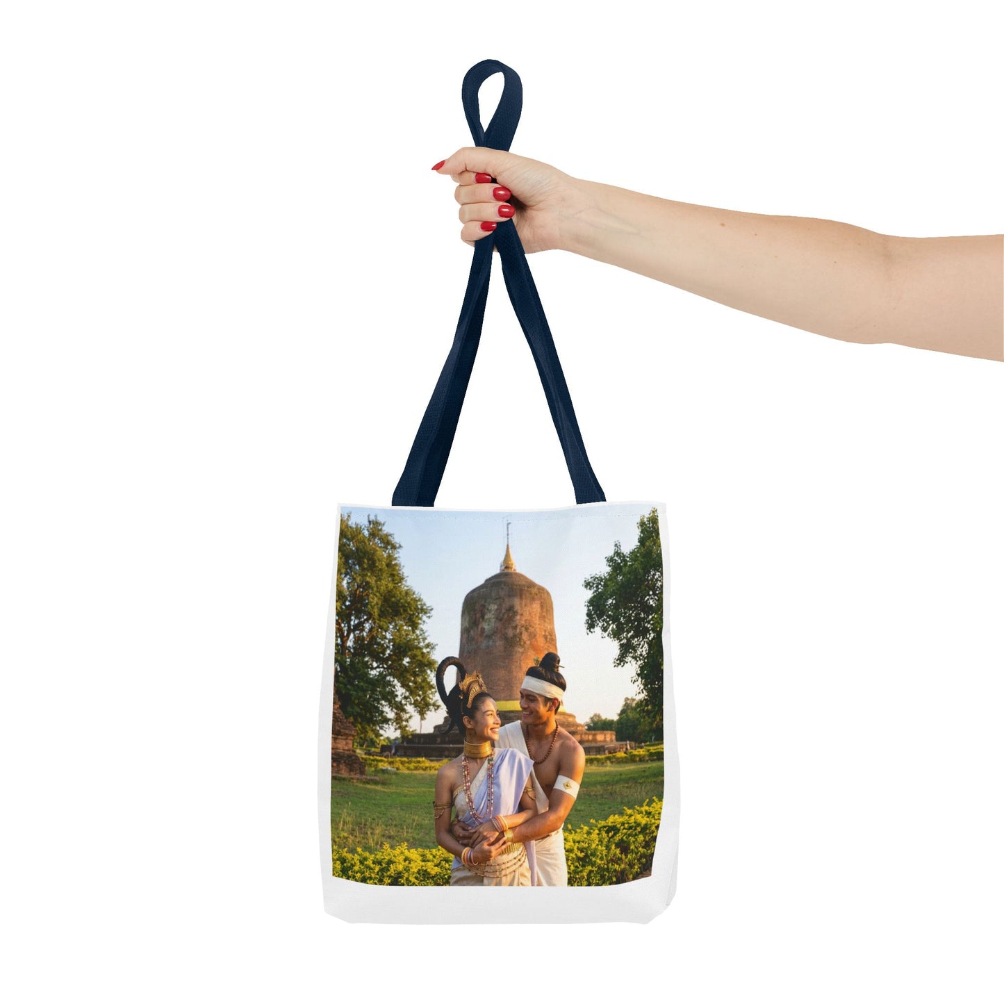 Scenic Couple Illustration Tote Bag — Romantic Travel Landscape AOP