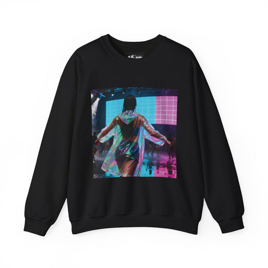 Retro Neon Concert Sweatshirt — Glitchy Music Festival Crewneck