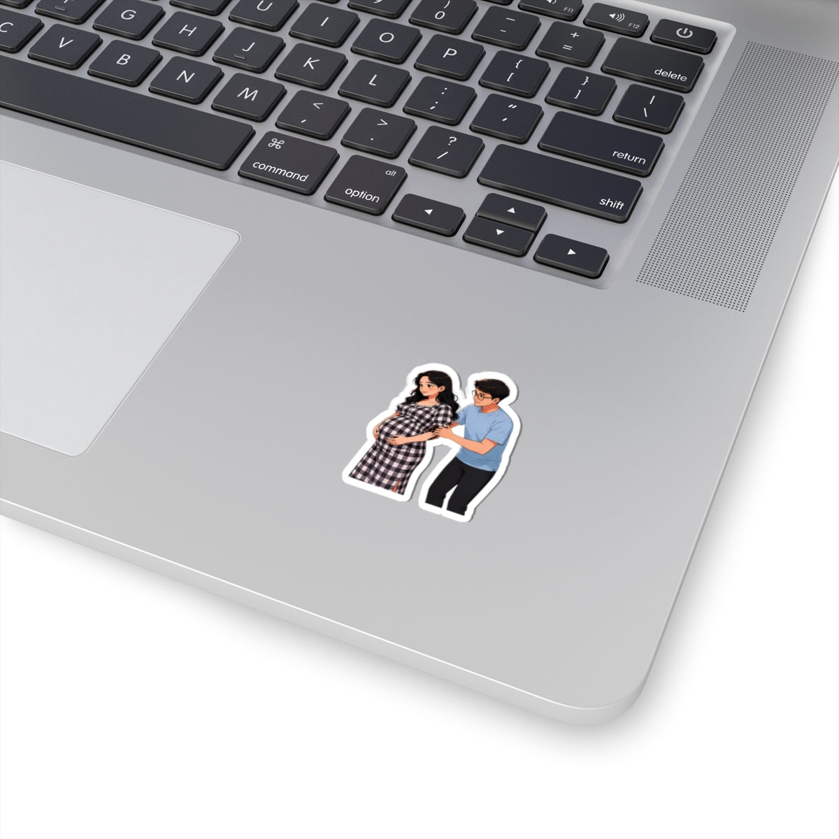 Pregnant Couple Kiss-Cut Sticker — Expecting Parents Laptop Decal