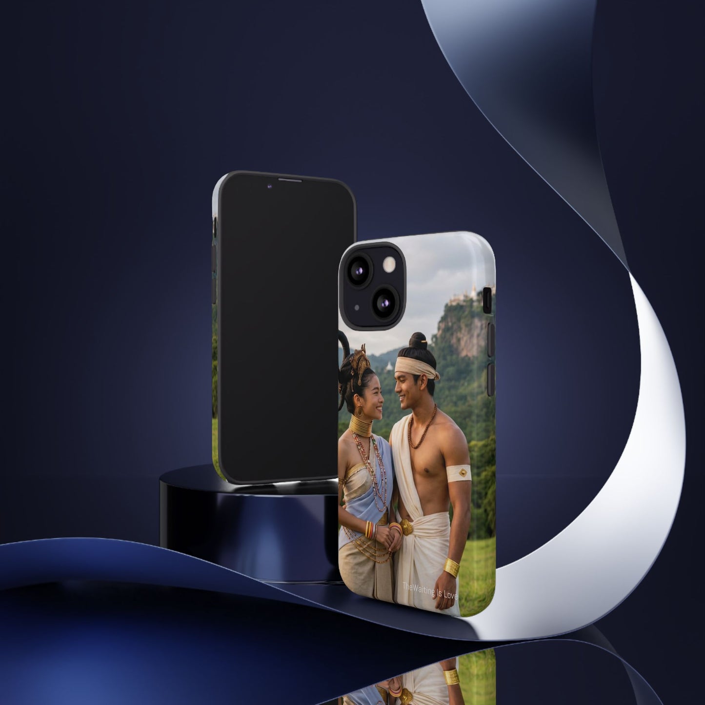 Phone Case — Romantic Couple Photo Print, Tropical Temple Landscape Protective Cover