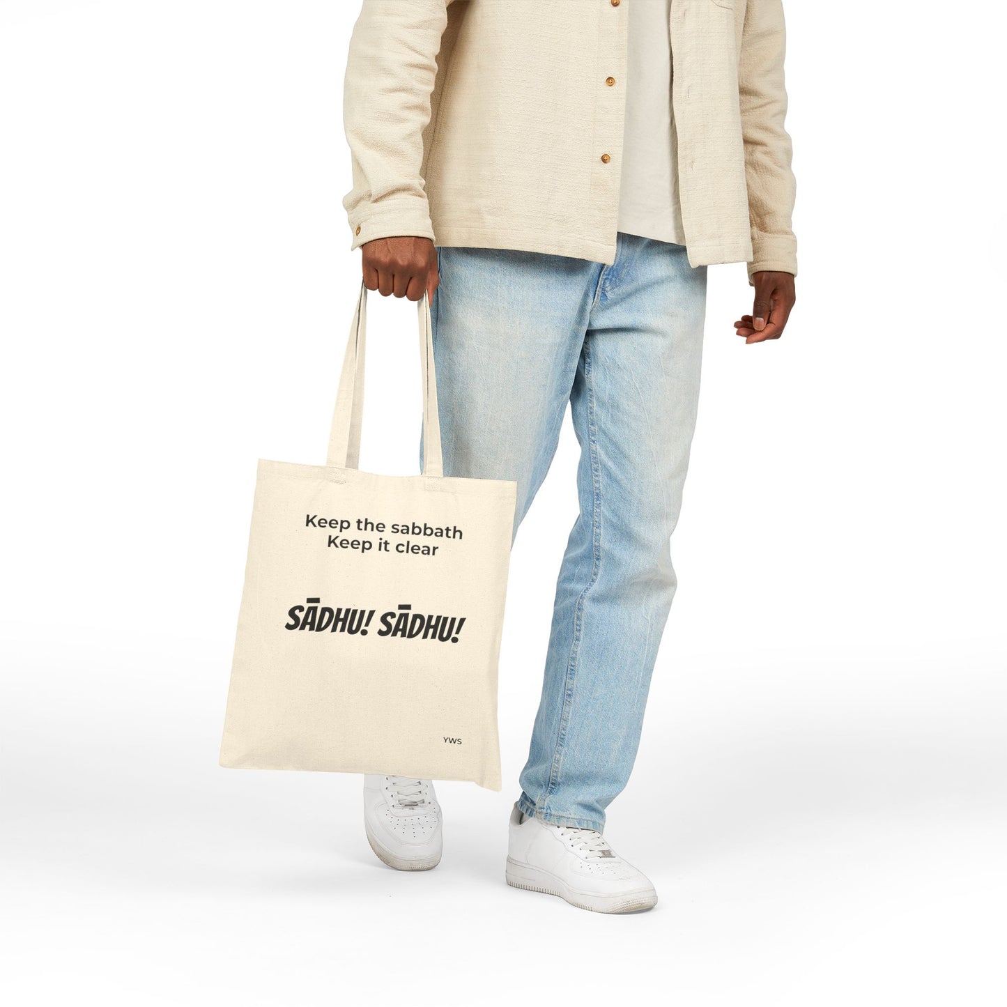 Canvas Tote Bag — "Keep the Sabbath, Keep It Clear" Sadhu Design