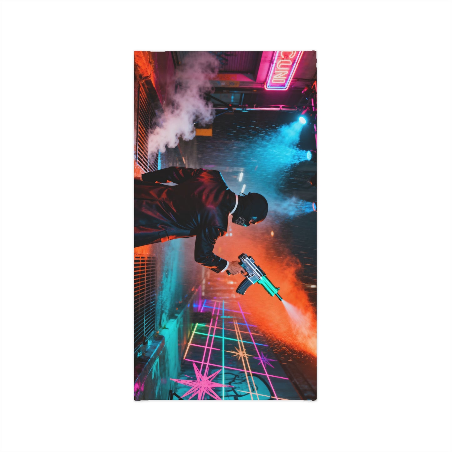 Neck Gaiter — Retro Neon Street Shooter Design ("Tningyan")