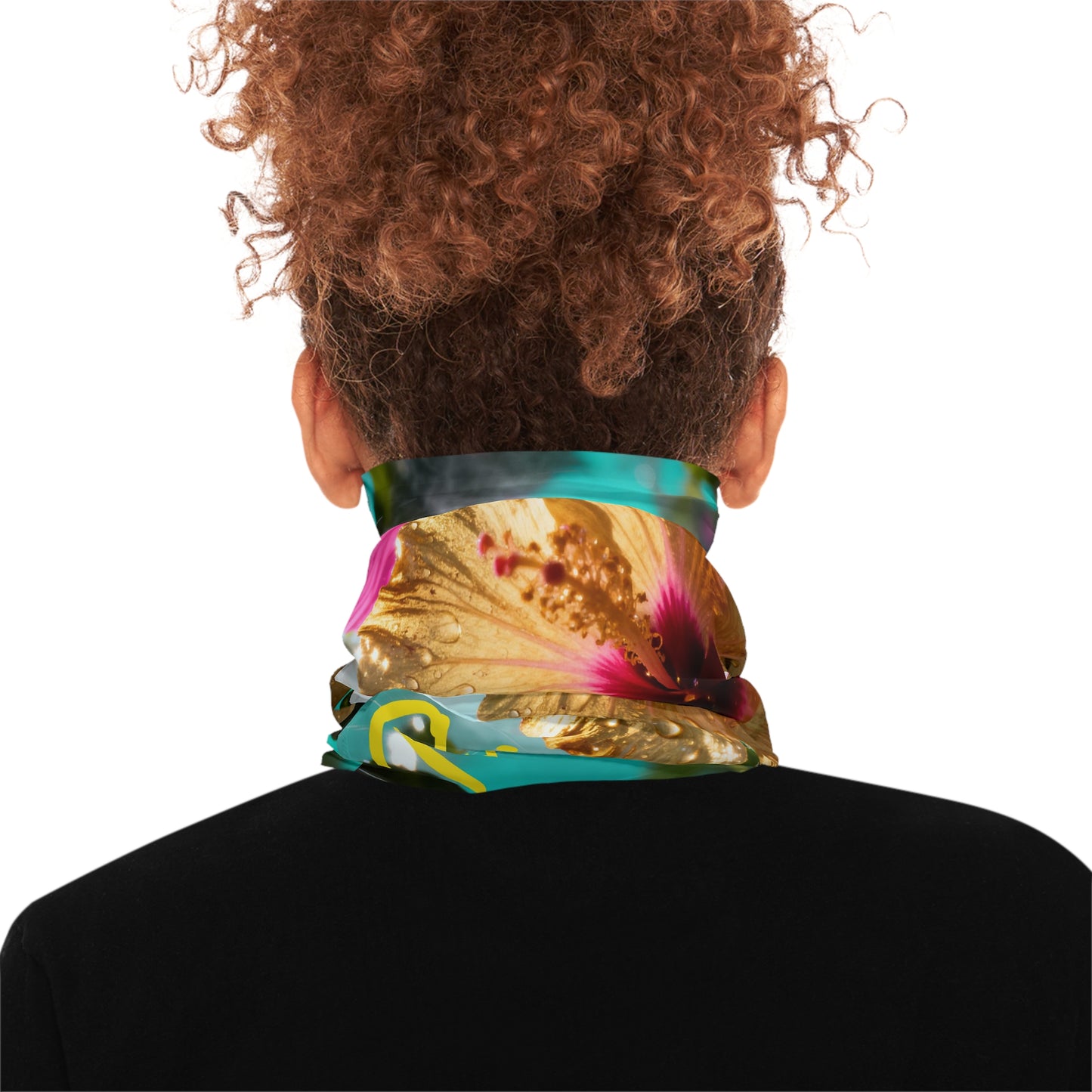 Hibiscus Floral Neck Gaiter — Tropical Flower Face Scarf