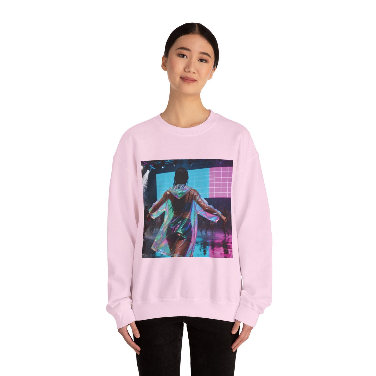 Retro Neon Concert Sweatshirt — Glitchy Music Festival Crewneck