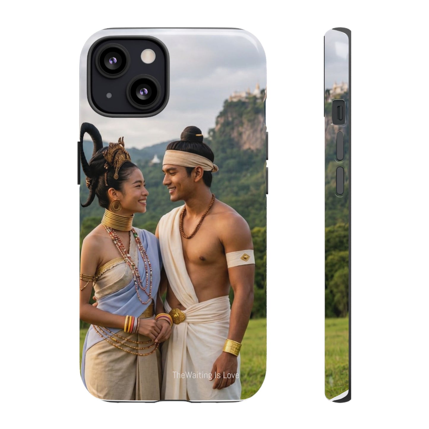Phone Case — Romantic Couple Photo Print, Tropical Temple Landscape Protective Cover