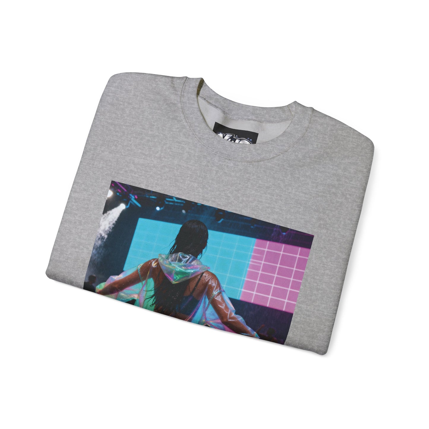 Retro Neon Concert Sweatshirt — Glitchy Music Festival Crewneck