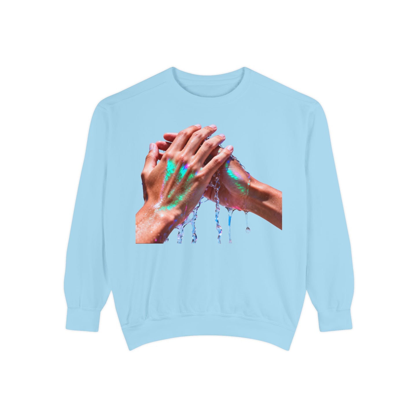 Hands Washing Art Sweatshirt — Colorful Dripping Paint Graphic Crewneck