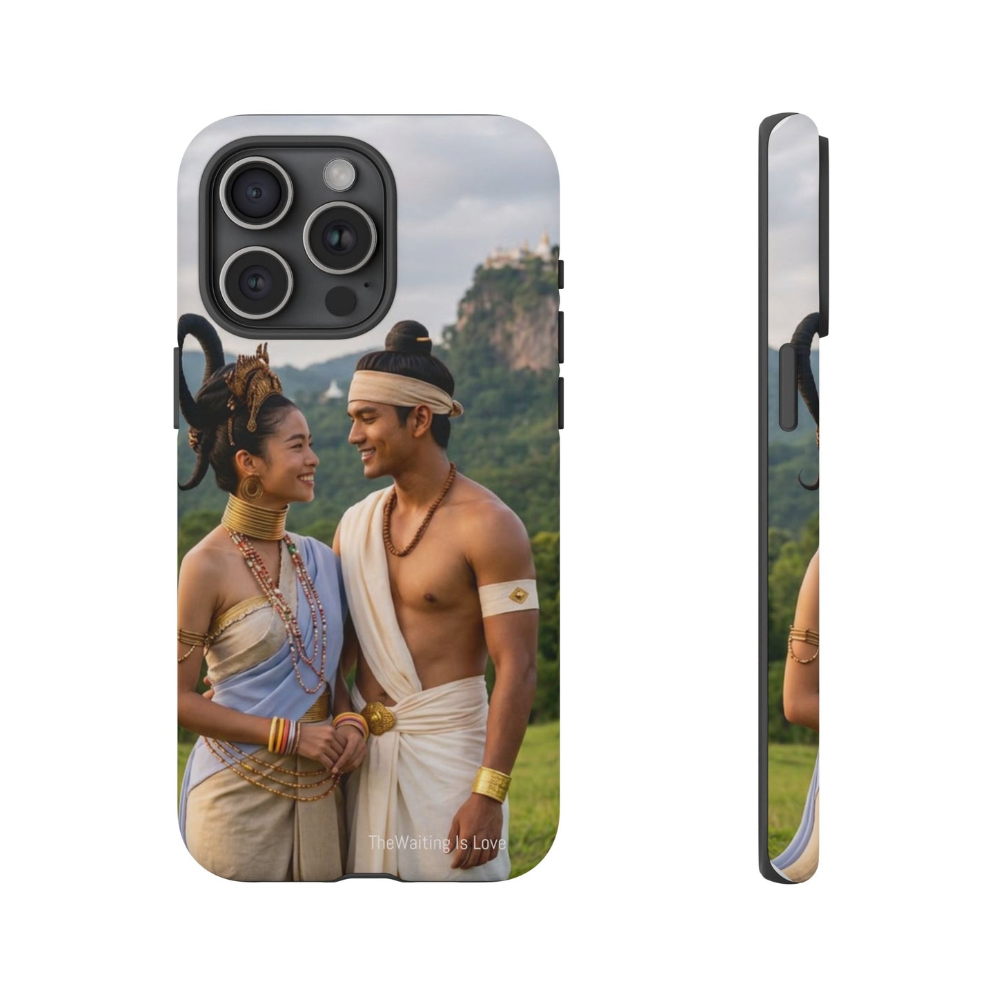 Phone Case — Romantic Couple Photo Print, Tropical Temple Landscape Protective Cover