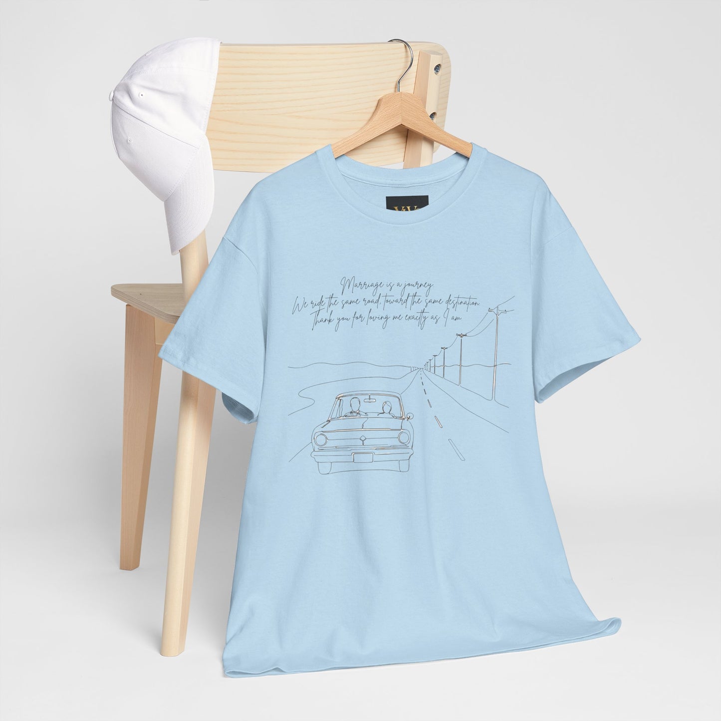 Vintage Road Sketch Tee — Minimal Car Illustration with Handwritten Quote