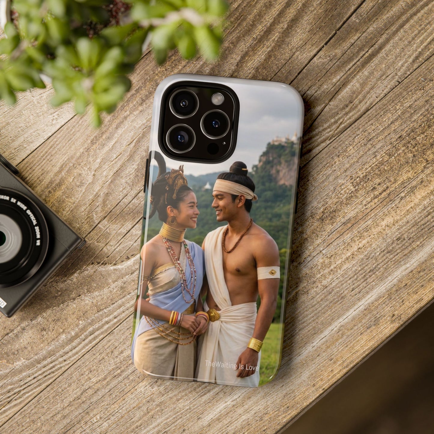 Phone Case — Romantic Couple Photo Print, Tropical Temple Landscape Protective Cover
