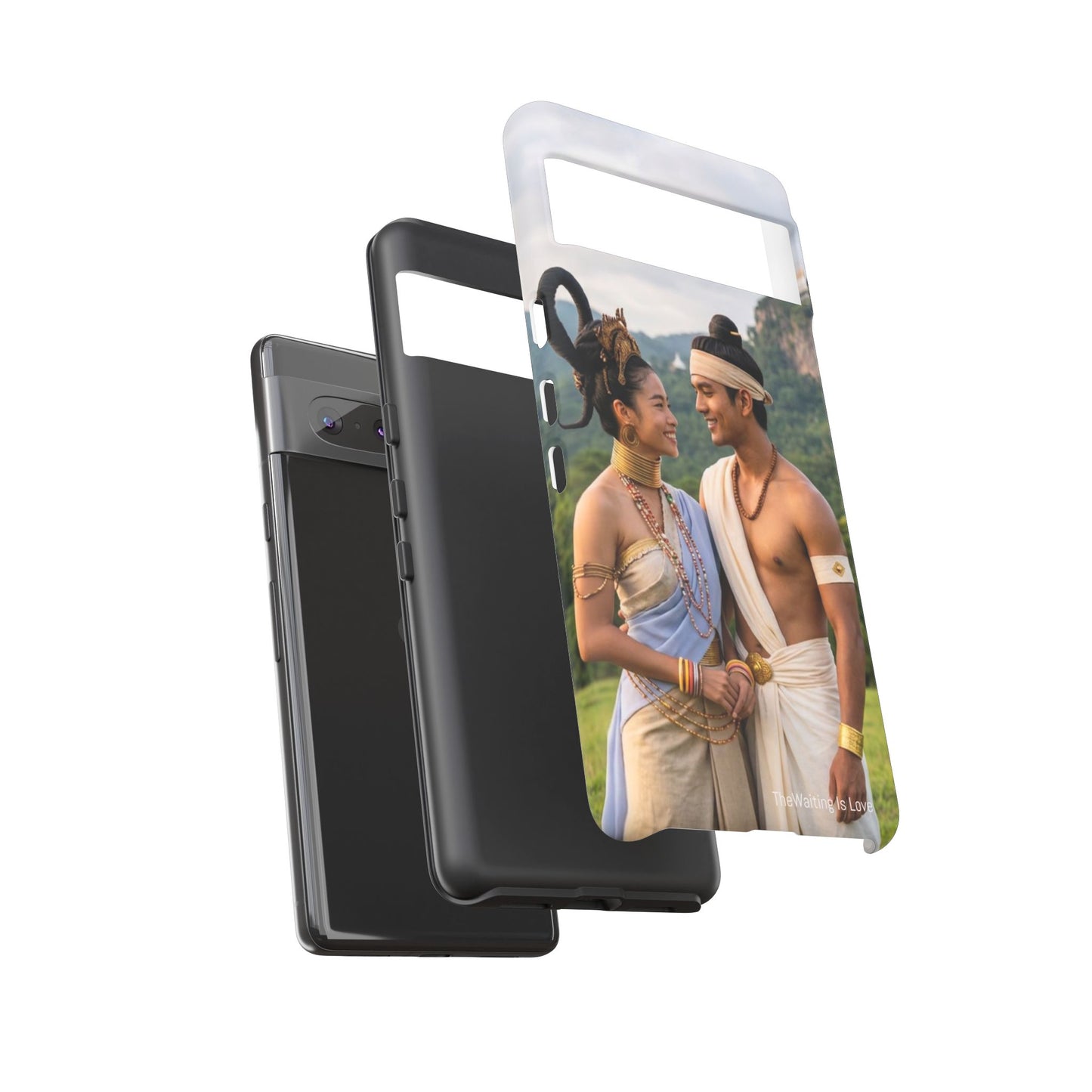 Phone Case — Romantic Couple Photo Print, Tropical Temple Landscape Protective Cover