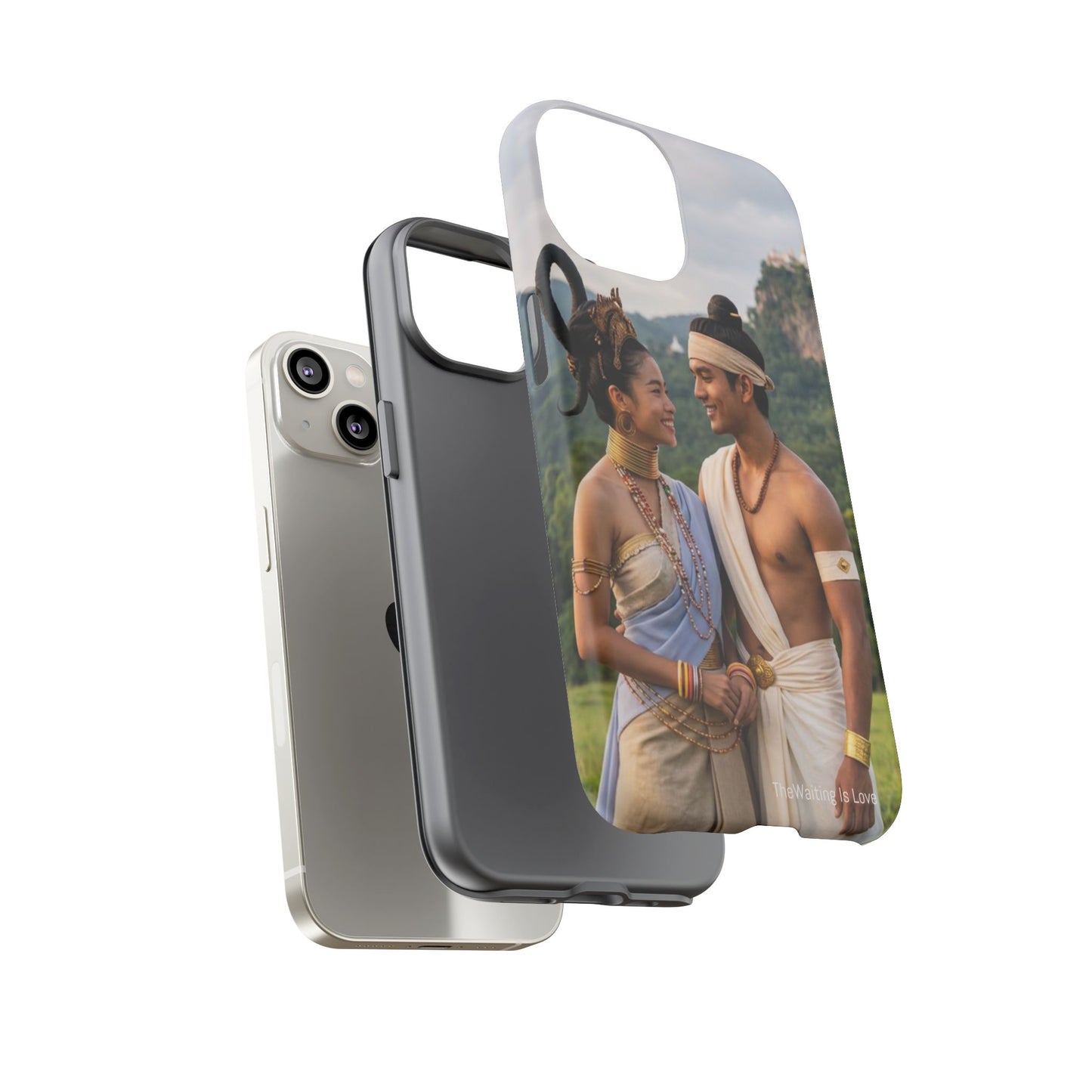 Phone Case — Romantic Couple Photo Print, Tropical Temple Landscape Protective Cover