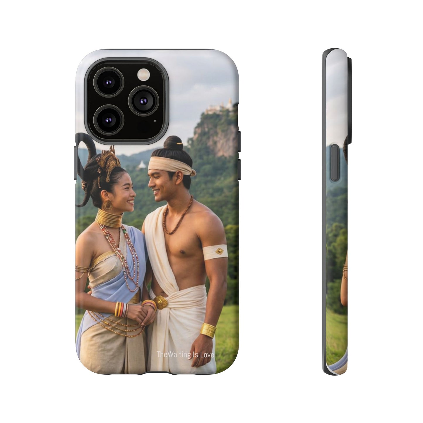 Phone Case — Romantic Couple Photo Print, Tropical Temple Landscape Protective Cover