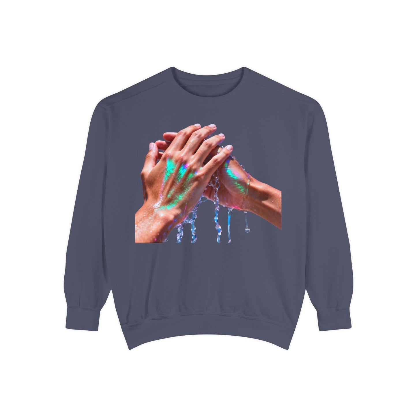 Hands Washing Art Sweatshirt — Colorful Dripping Paint Graphic Crewneck
