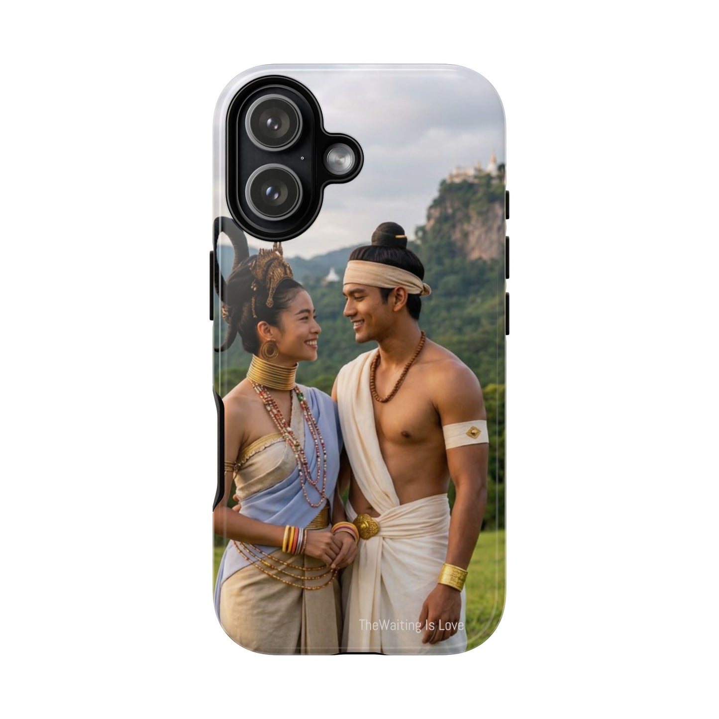 Phone Case — Romantic Couple Photo Print, Tropical Temple Landscape Protective Cover