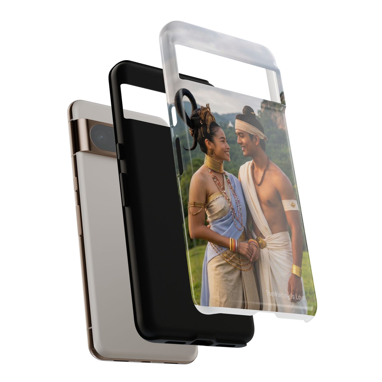 Phone Case — Romantic Couple Photo Print, Tropical Temple Landscape Protective Cover