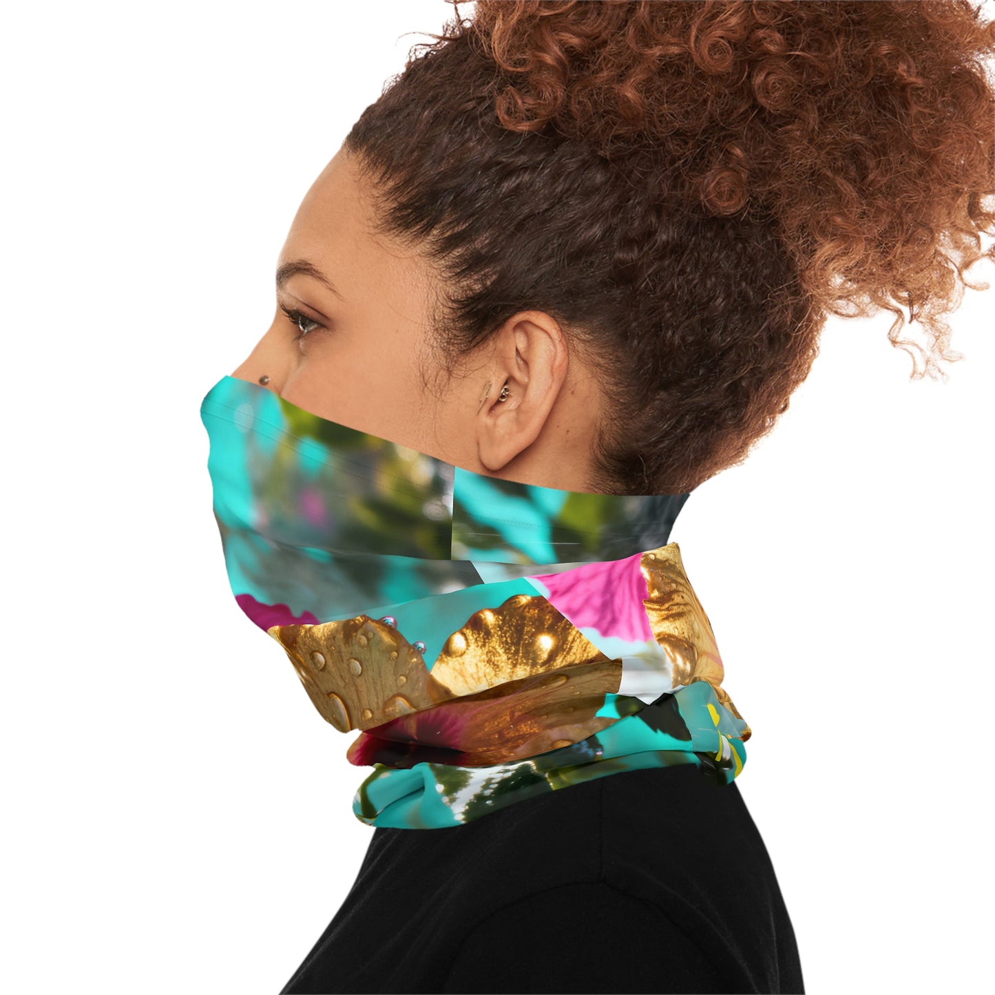 Hibiscus Floral Neck Gaiter — Tropical Flower Face Scarf