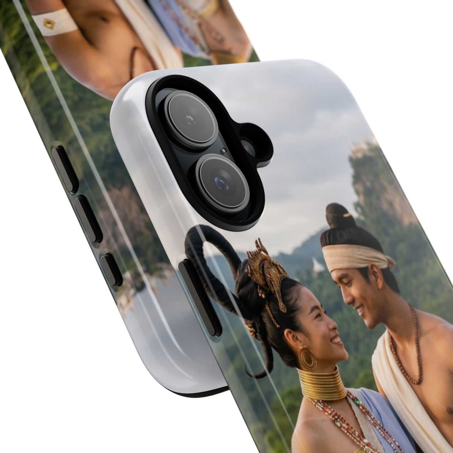 Phone Case — Romantic Couple Photo Print, Tropical Temple Landscape Protective Cover