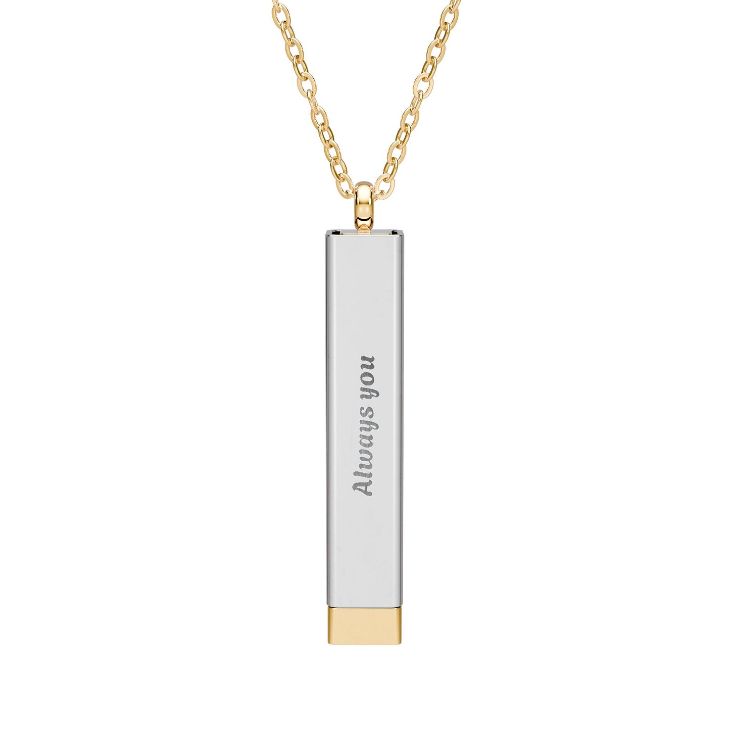 Hidden Message Sliding Bar Necklace — Personalized Engraved Secret Message Pendant