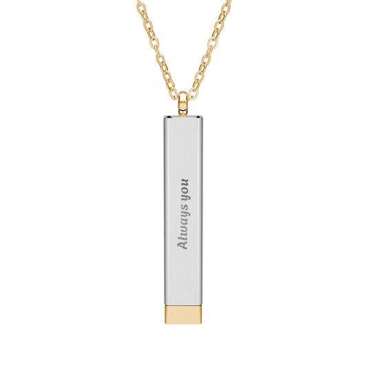 Hidden Message Sliding Bar Necklace — Personalized Engraved Secret Message Pendant