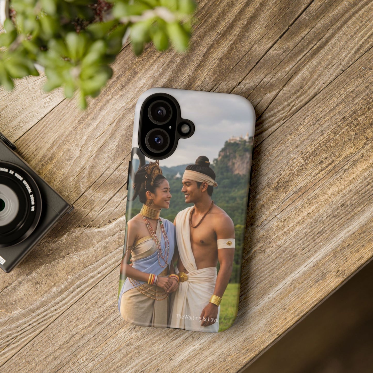 Phone Case — Romantic Couple Photo Print, Tropical Temple Landscape Protective Cover