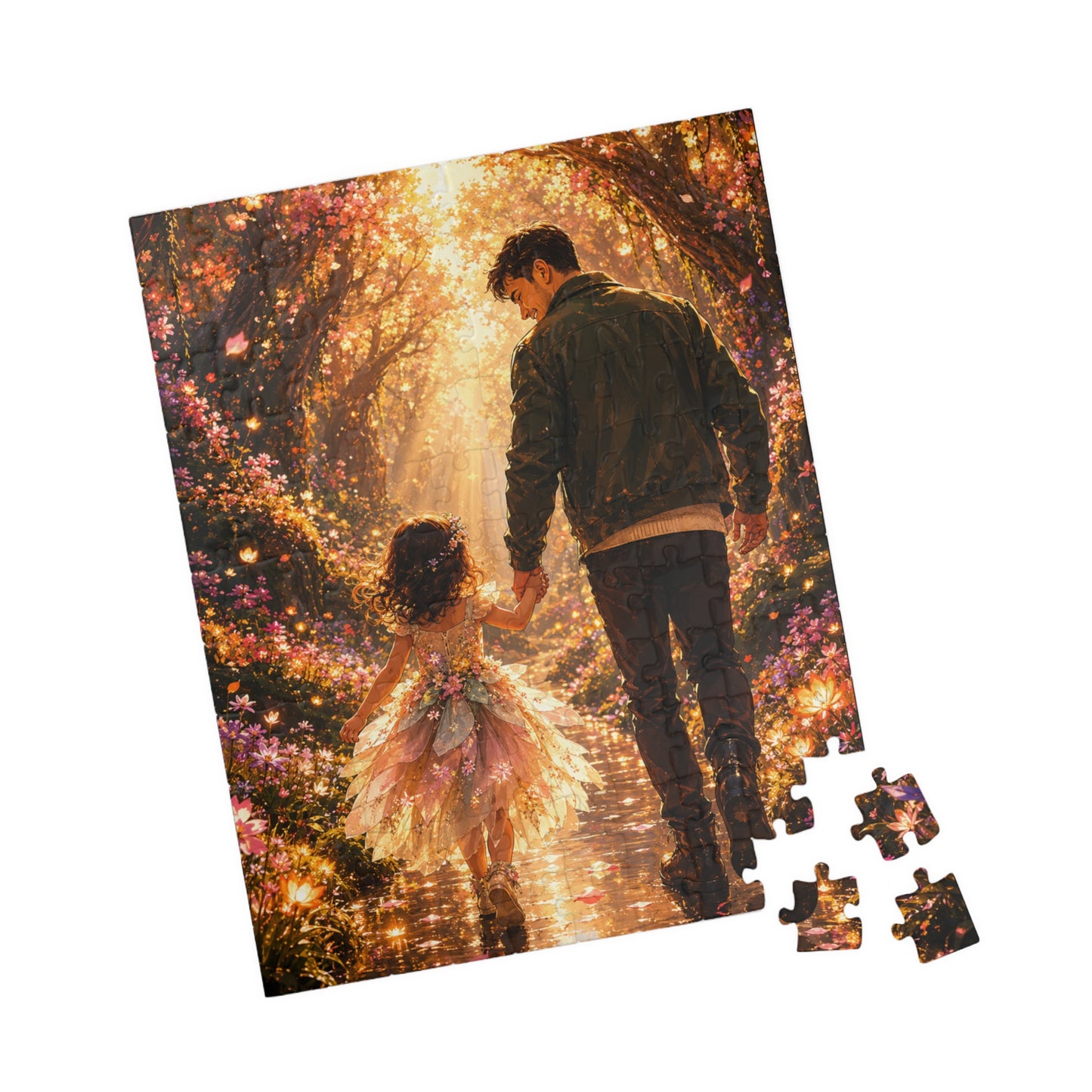 Father and Daughter Stroll Jigsaw Puzzle — Heartwarming Family Scene (110/252/520/1014 pcs)