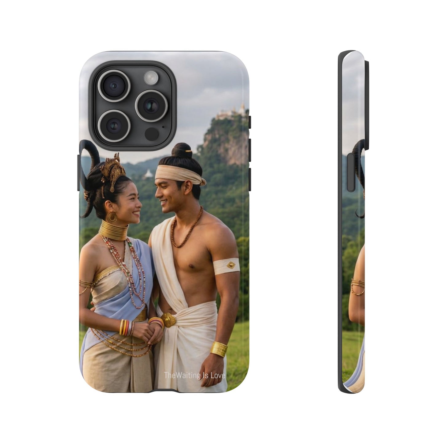Phone Case — Romantic Couple Photo Print, Tropical Temple Landscape Protective Cover