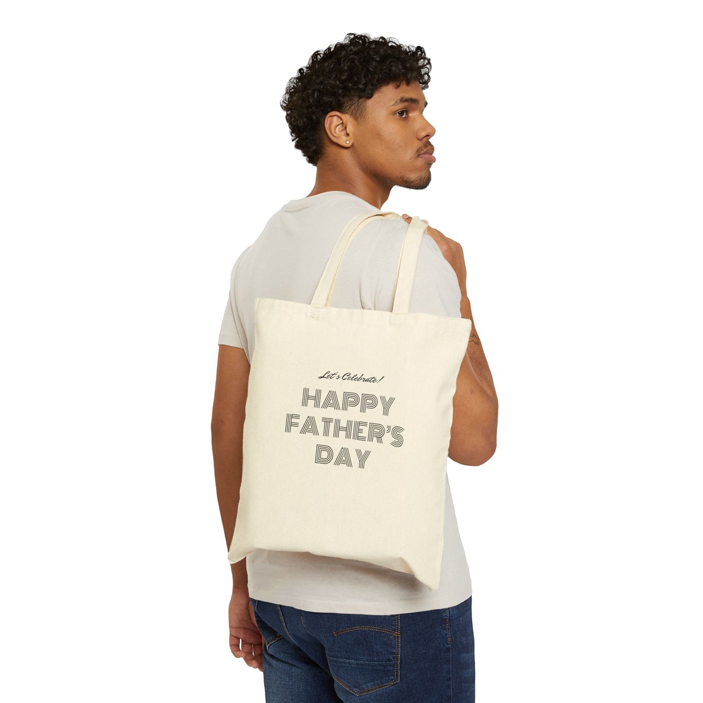 Father's Day Tote Bag – 'Happy Father's Day' Canvas Tote with Vintage Family & Brain Art