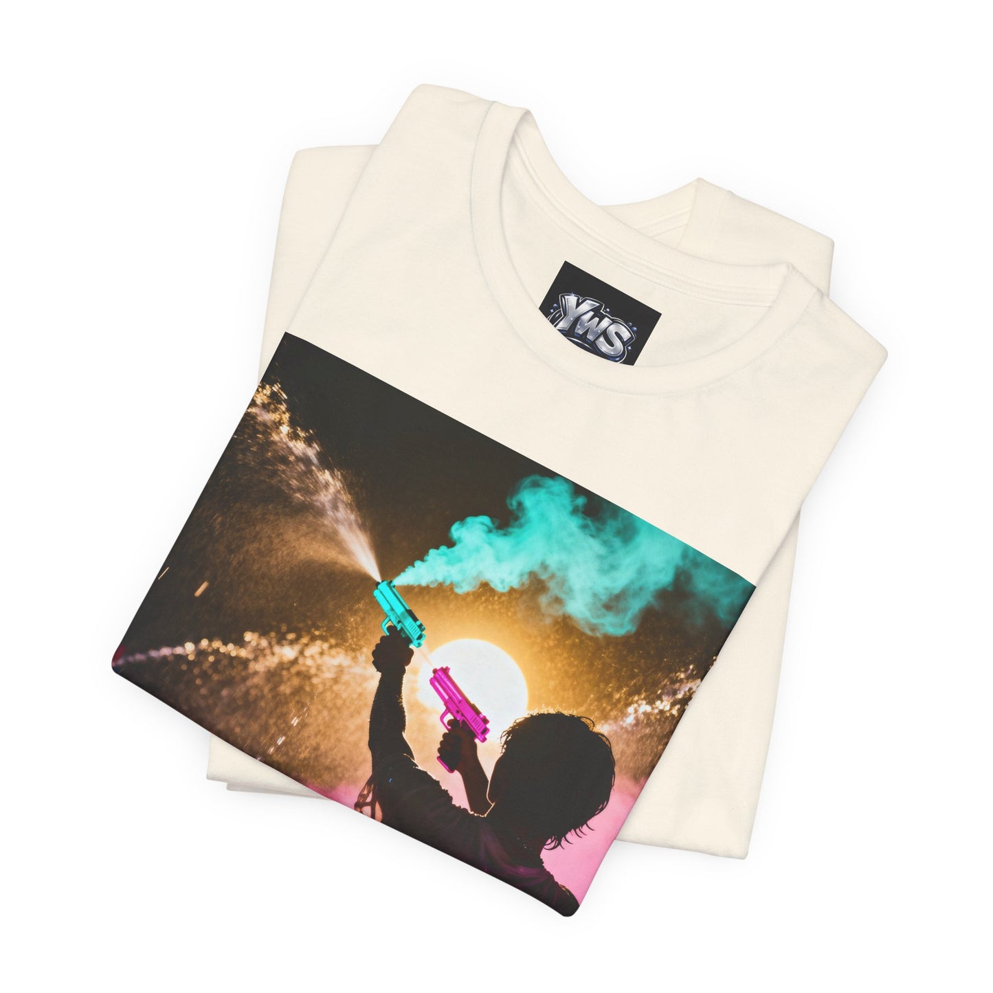 Concert Silhouette Tee — Colorful Smoke Festival Photo T‑Shirt