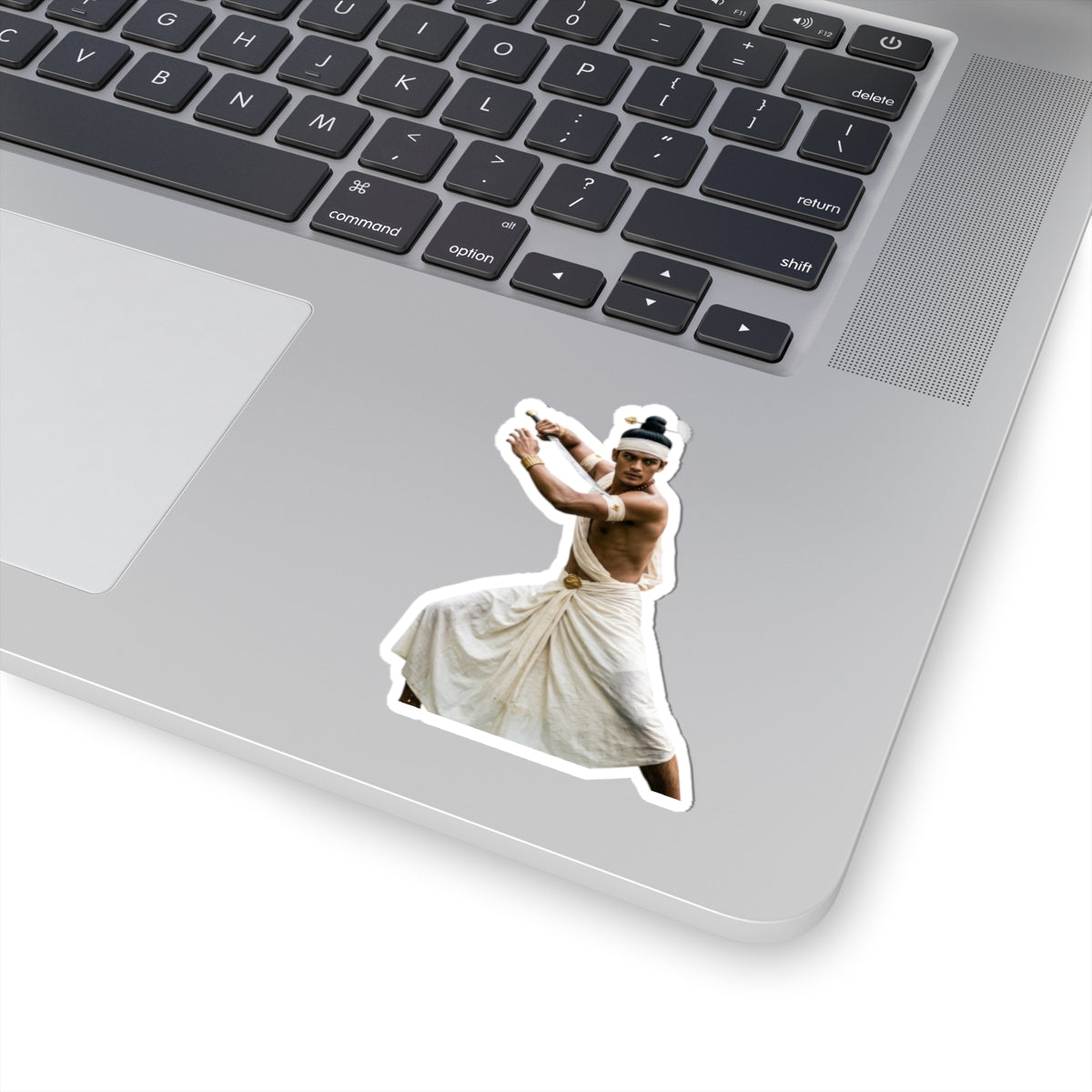 Martial Dancer Sticker — Vintage Myanmar Warrior Kiss-Cut Sticker