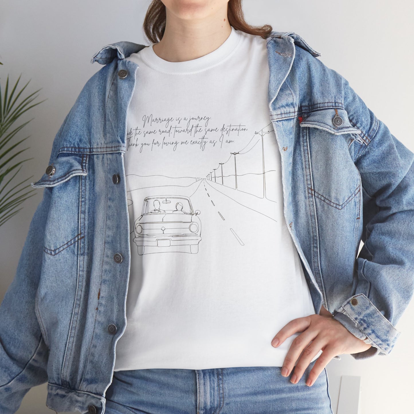 Vintage Road Sketch Tee — Minimal Car Illustration with Handwritten Quote