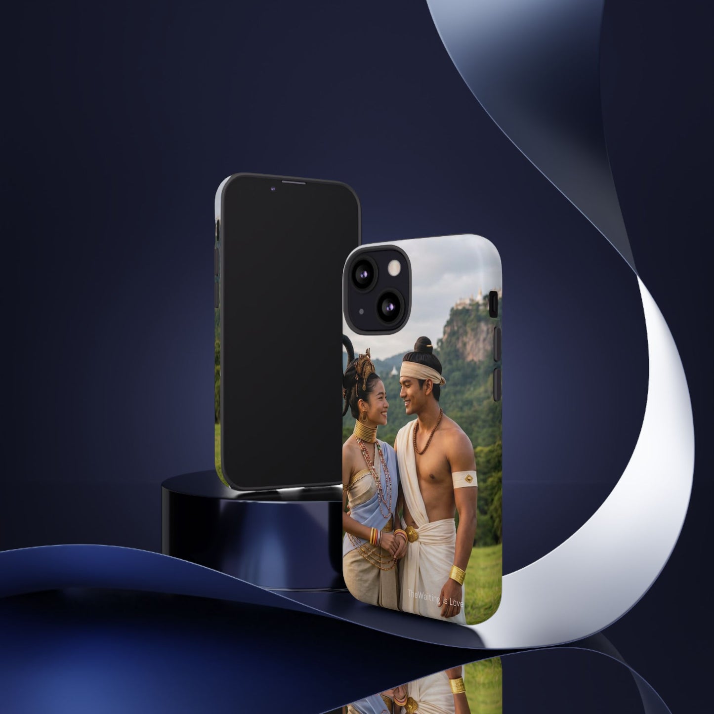 Phone Case — Romantic Couple Photo Print, Tropical Temple Landscape Protective Cover