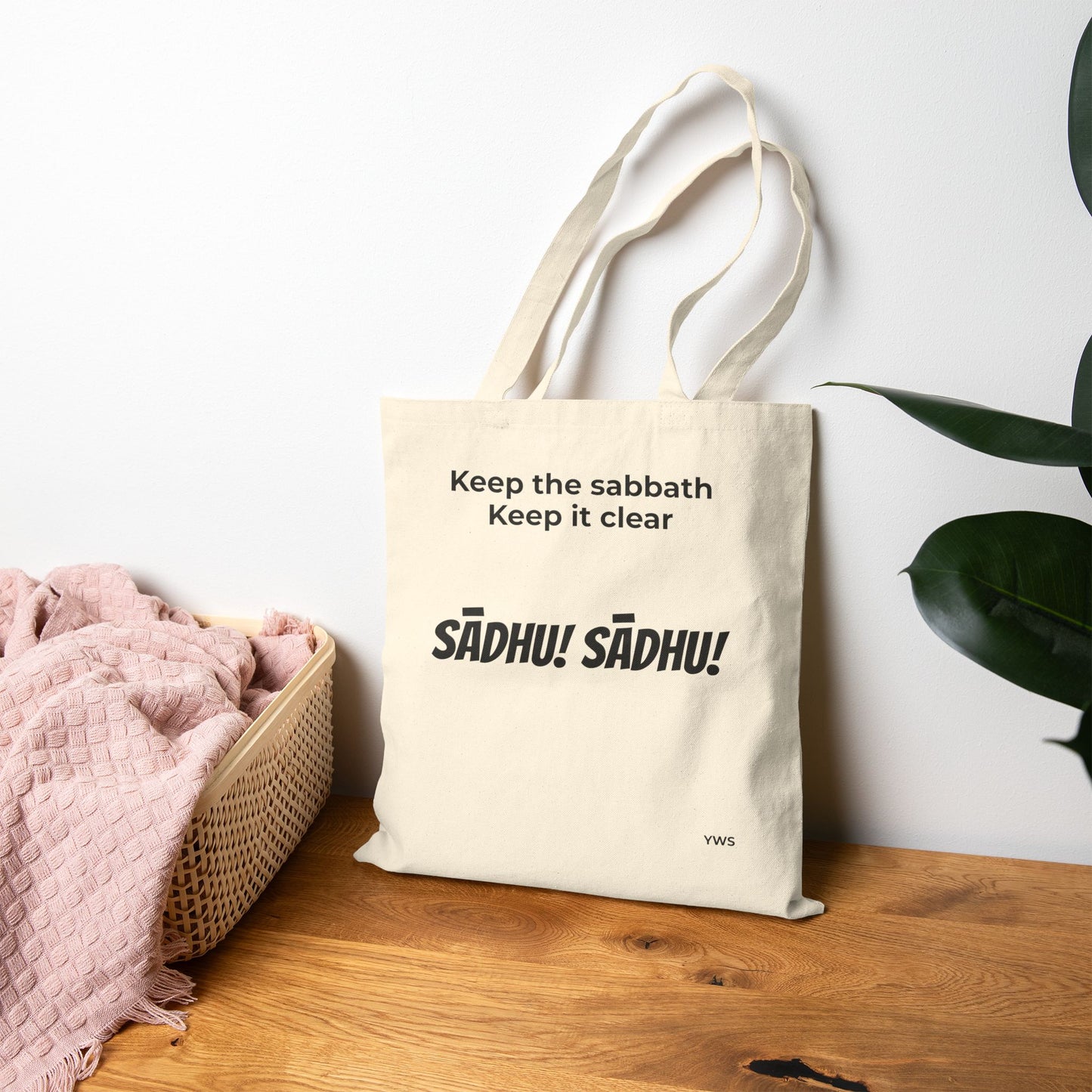 Canvas Tote Bag — "Keep the Sabbath, Keep It Clear" Sadhu Design