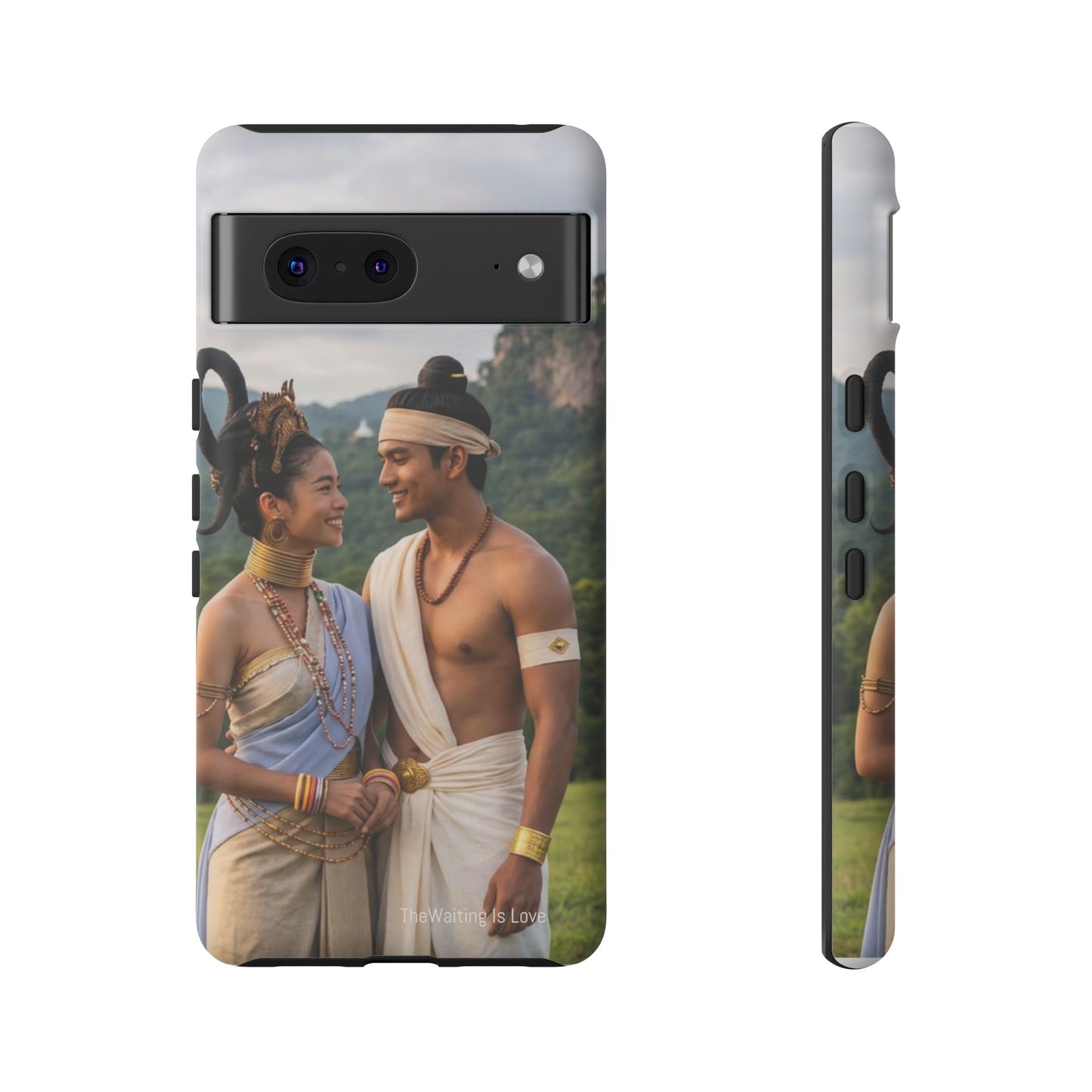 Phone Case — Romantic Couple Photo Print, Tropical Temple Landscape Protective Cover