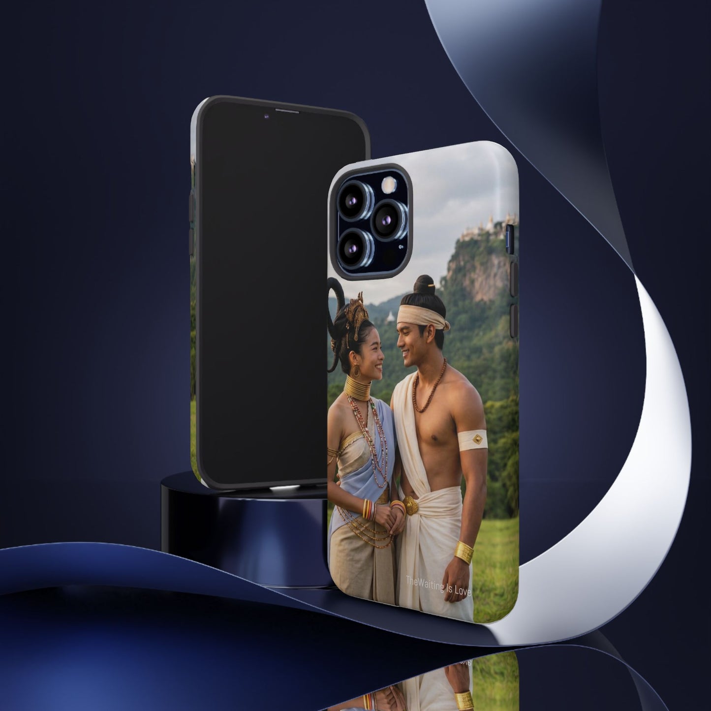 Phone Case — Romantic Couple Photo Print, Tropical Temple Landscape Protective Cover