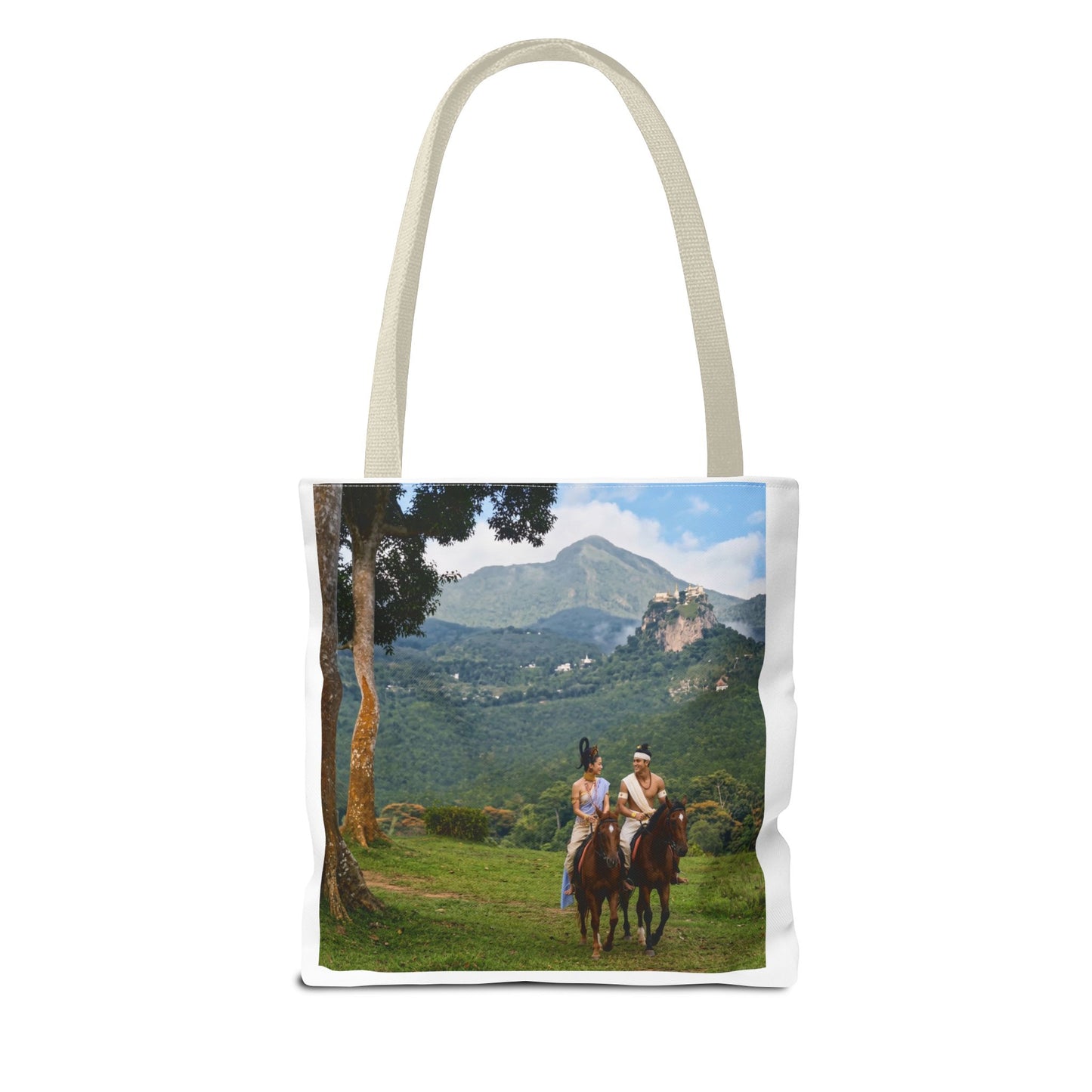 Scenic Couple Illustration Tote Bag — Romantic Travel Landscape AOP