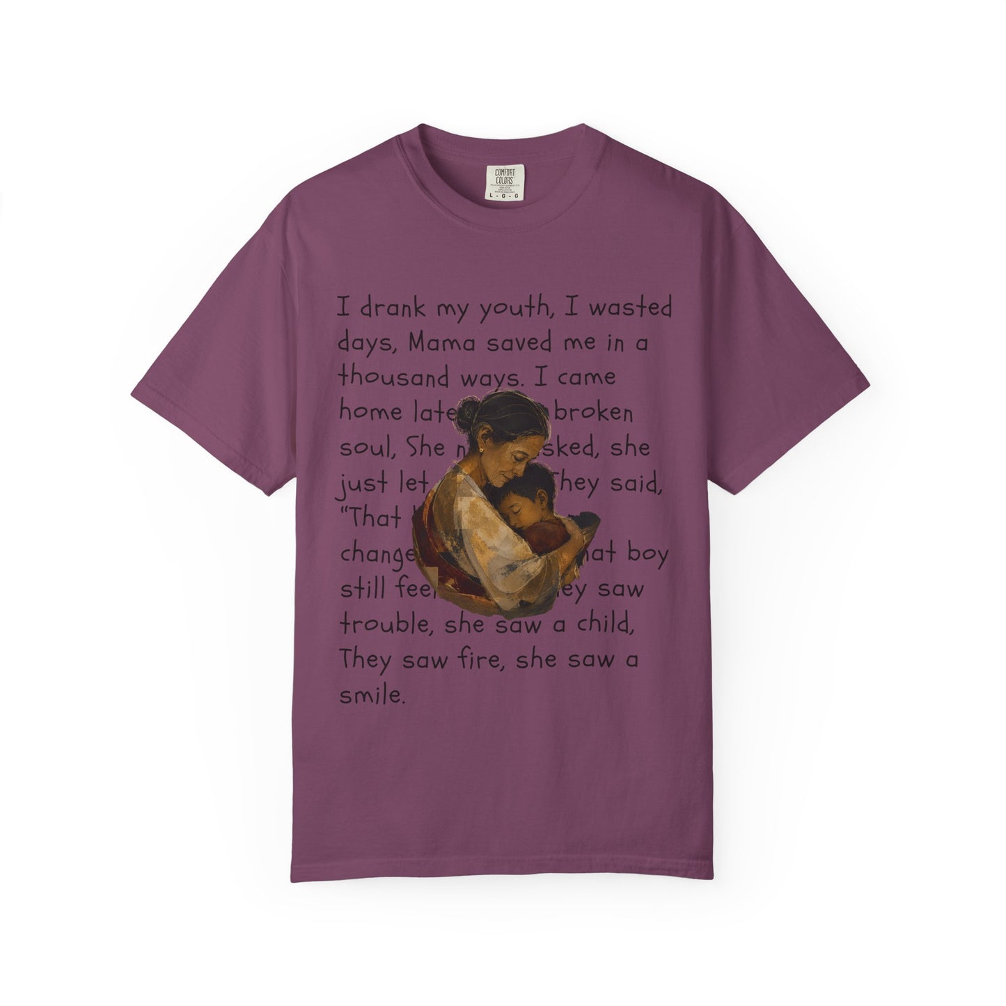 Mama Saved Me T-Shirt — Vintage Mother & Child Illustration with Poem
