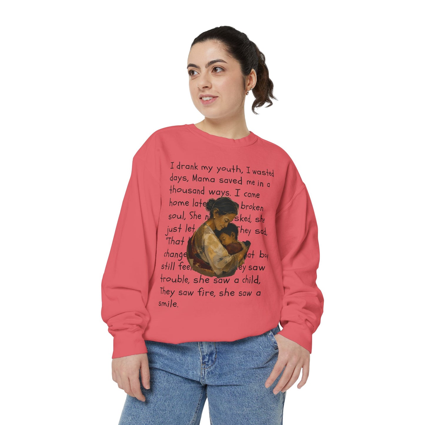 Sweatshirt — Mama Saved Me Graphic Sweatshirt with Mother & Child Lyrics