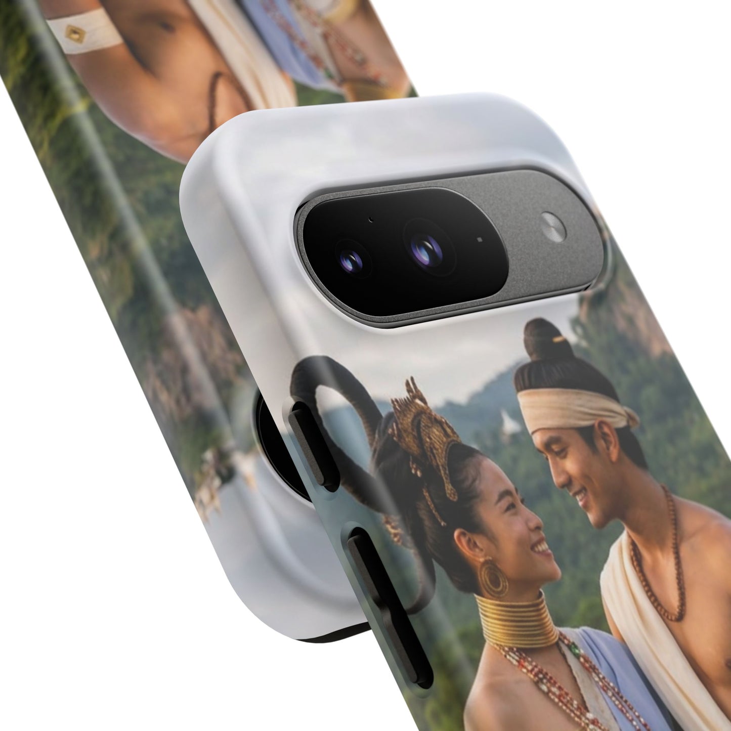 Phone Case — Romantic Couple Photo Print, Tropical Temple Landscape Protective Cover