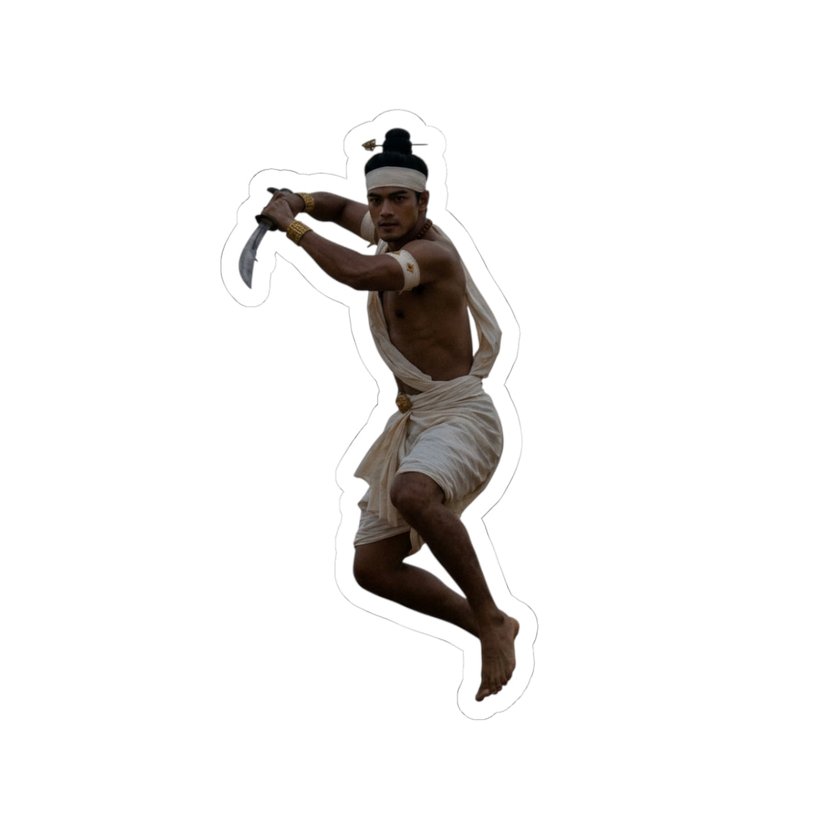 Warrior Dancer Kiss-Cut Sticker — Traditional Thai Archer Figure