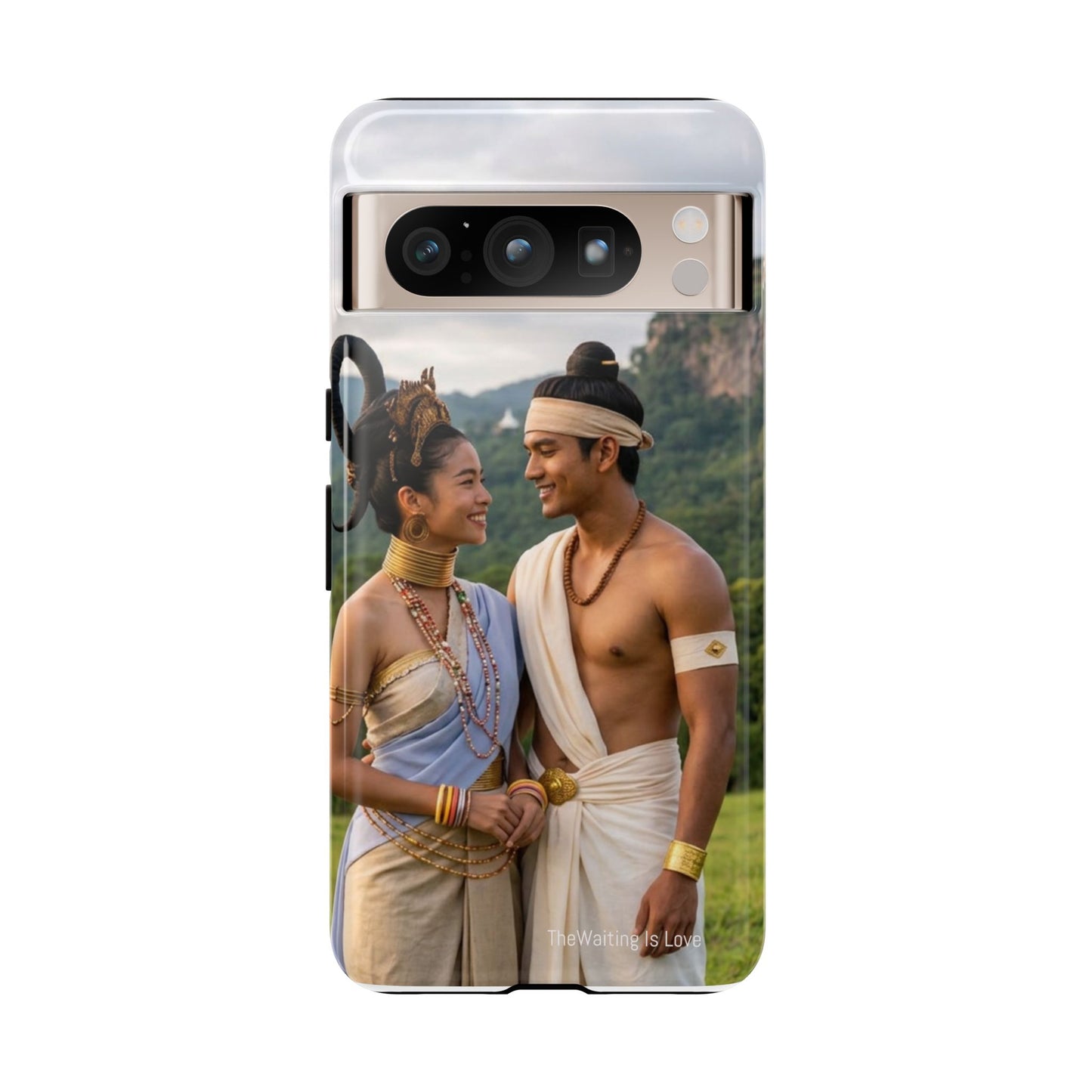 Phone Case — Romantic Couple Photo Print, Tropical Temple Landscape Protective Cover