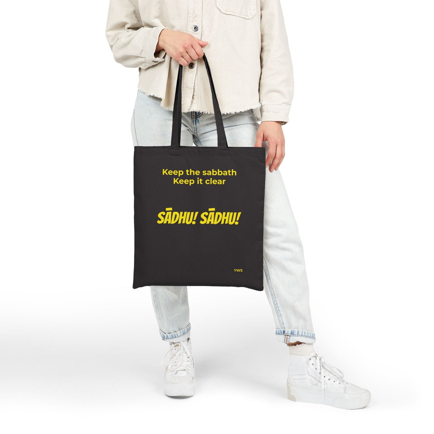 Canvas Tote Bag — "Keep the Sabbath, Keep It Clear" Sadhu Design