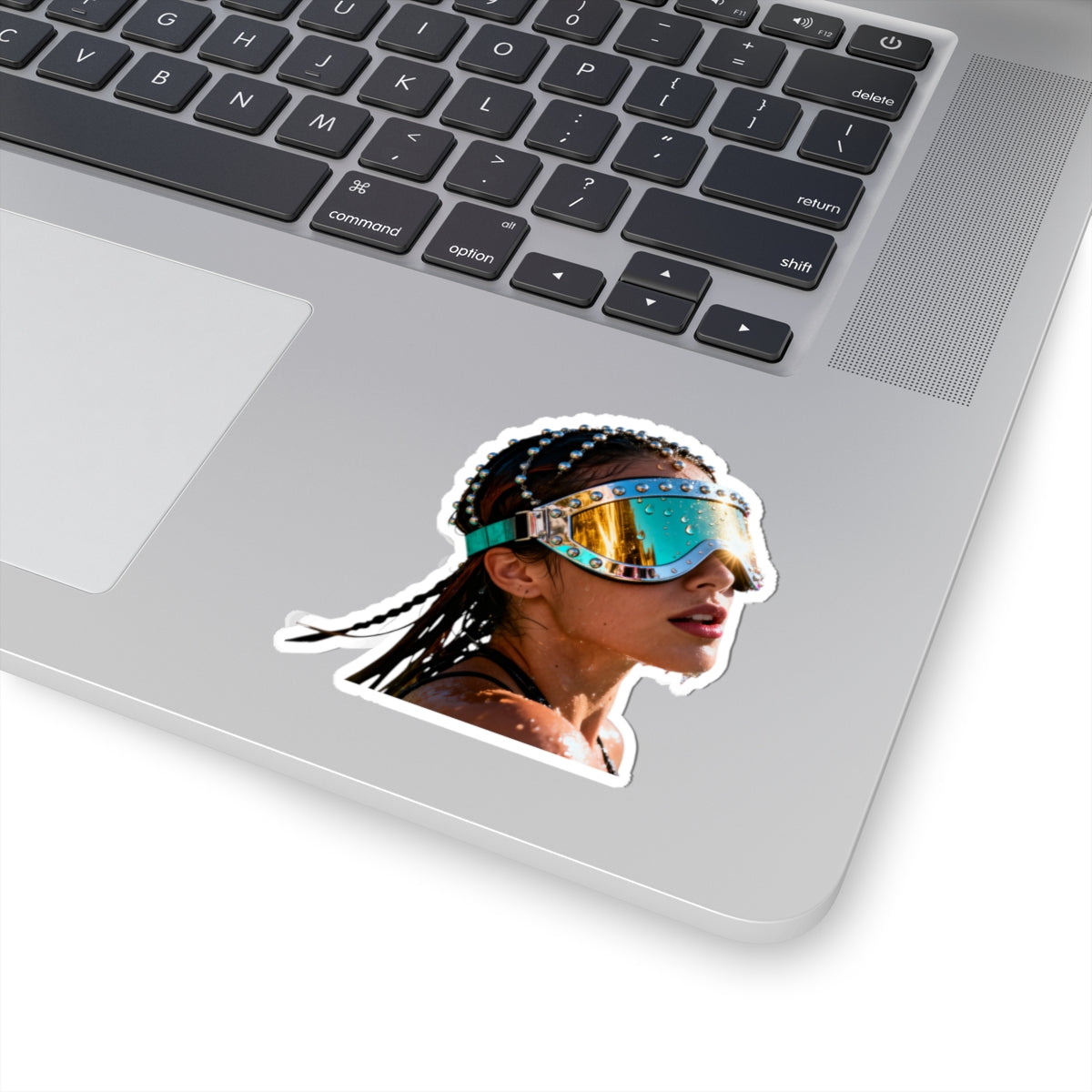 Futuristic Goggles Kiss-Cut Sticker — Reflective Festival & Rave Helmet Sticker