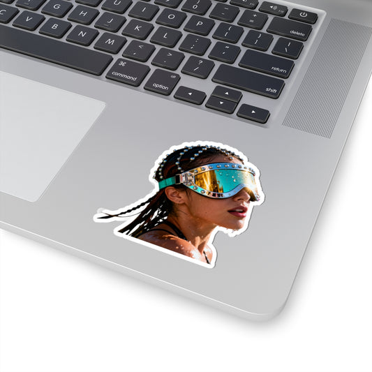 Futuristic Goggles Kiss-Cut Sticker — Reflective Festival & Rave Helmet Sticker
