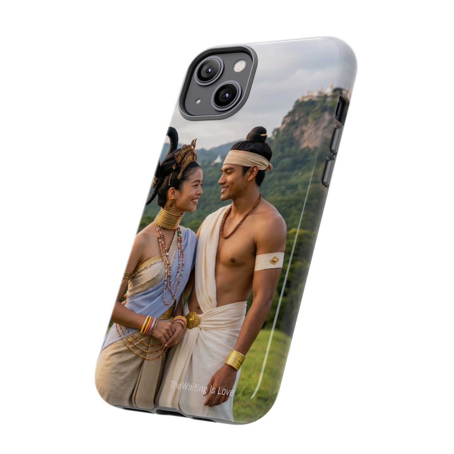Phone Case — Romantic Couple Photo Print, Tropical Temple Landscape Protective Cover