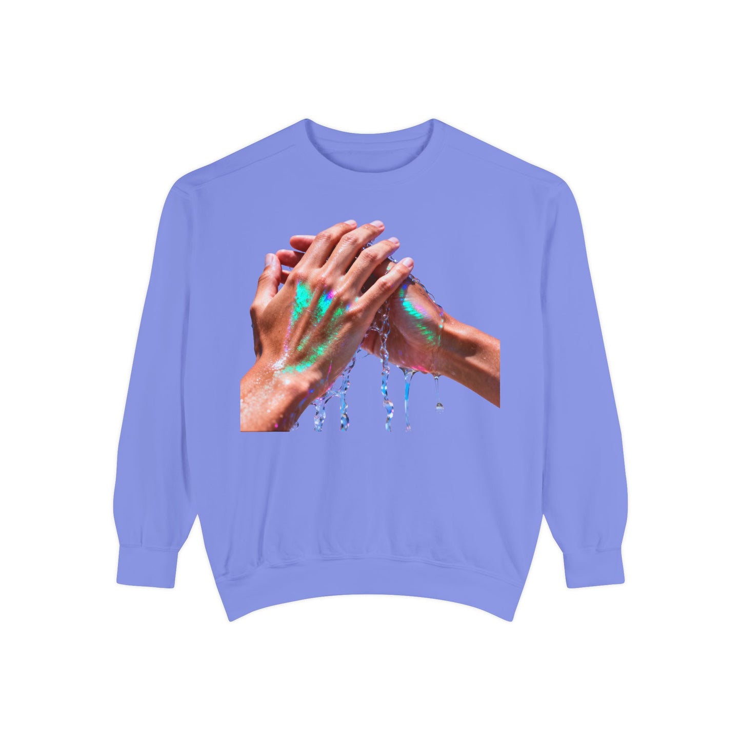 Hands Washing Art Sweatshirt — Colorful Dripping Paint Graphic Crewneck